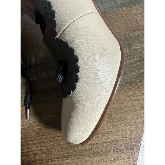 JOHN FLUEVOG Miracles Levitation Cream Blue Tie Heel Luxury Leather Shoes 7 - Picture 6 of 8